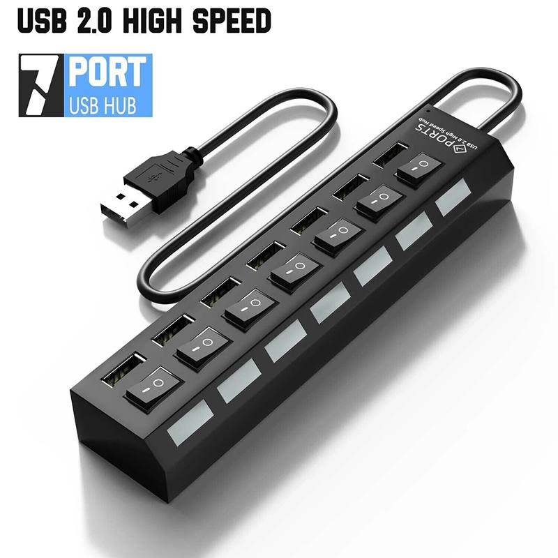 Multi Port Usb Hub - 7-poorts USB 3.0 hub, multi-USB splitter