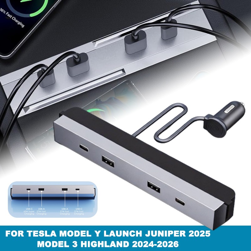 Multi Port Usb Hub - Center Console Autoadapter Multi-poort 65W Type-C
