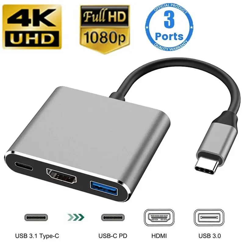 Multi Port Usb Hub - Type-C 3-in-1 multipoortadapter voor schakelaar/telefoon/computer |