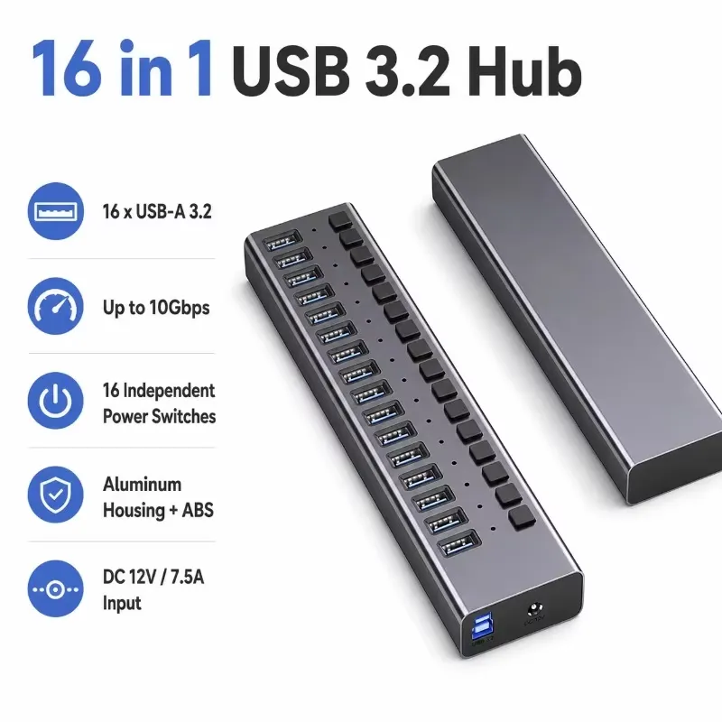 AP01 voor 16-poorts USB 3.2 Ge - Multi Port Usb Hub recensie en prijs