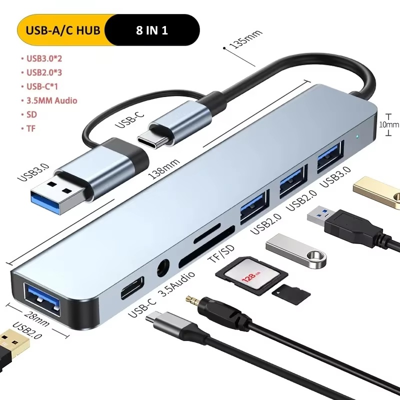 Type-C Hub USB Splitter 8-in-1 - Multi Port Usb Hub recensie en prijs